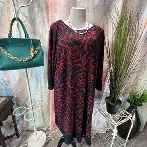 📌chicwe Comfortable & Warm Floral Fall - Winter Plus Size Midi Dress